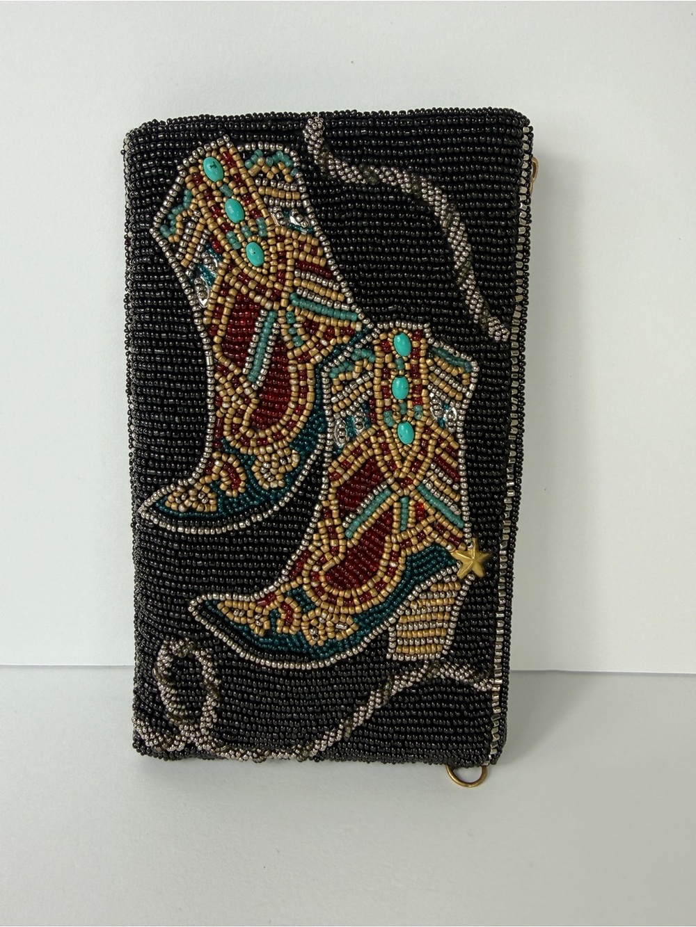 Mary Frances Beaded Cowboy Boots Crossbody Clutch Bag NWOT